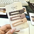 Three-piece matte hair clip set in coffee and beige on a white paper card display - Square Wave Style 3Pcs Set