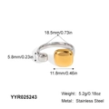 Detailed size specifications for a geometric two-tone stainless steel star open ring - Rounded Square Geometric (YYR025243)