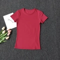 Deep rose red quick-dry yoga t-shirt with slim fit design and crew neck style - S / Scarlett Red