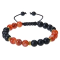 Detail of adjustable braided amethyst bracelet with 8mm matte beads and gold spacers - Matte Stone + Agate Bracelet