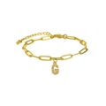 18k gold plated paperclip chain bracelet with micro-pave letter G pendant and lobster clasp - Letter G