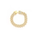 Pulsera cubana romboide de 15mm en oro con cristales brillantes y cierre plegable - Pulsera de 8 pulgadas (20 cm) / Dorado