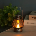 Vintage bronze LED lantern with flickering flame effect and metallic hanging handle - Bronze Silver Lantern (Wick Type)