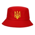 Bob en coton rouge avec broderie jaune représentant le blason du trident ukrainien - Rouge
