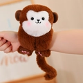 Cute dark brown plush monkey slap bracelet toy worn on a child's wrist - Monkey 23cm