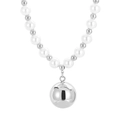 Collana di perle elastiche stile francese con ciondolo a sfera in acciaio titanio - Color Acciaio