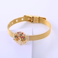 Pulsera dorada de malla con dije de árbol de la vida y piedras de colores - Dorado