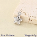 Ciondolo a stella d'argento con segno fortuna, charm in acciaio da 11x8mm - Stile Stella con Carattere Fu Colore Acciaio(KLJ10048-Z) / 11x8mm