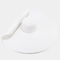 Detailed close-up of wide-brim straw sun hat showing the delicate white woven paper texture - One Size / White
