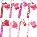 Silicone Valentine's Day heart keychains with cute bears and cupcakes for party favors - Mixed