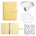 Yellow ostrich pattern A6 budget binder with rings, zipper bags and labels - A5 Yellow (Luxury Set)