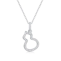 Elegant 925 sterling silver necklace with sparkling hollow wulu gourd pendant and zircon - (s925 Silver + Moissanite P11561) / Chain Length 40cm + 5cm (extension Chain)