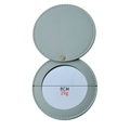 Graublauer runder PU-Leder-Taschenspiegel zum Aufklappen, 8 cm Durchmesser und 29g Gewicht - Rund Grün (8CM)