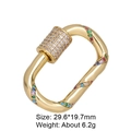 Golden oval screw clasp with colorful micro-pave zircons for jewelry making, 29.6x19.7mm - Style 97 (Gold Pave Colorful Zircon Clasp 29.6x19.7mm)