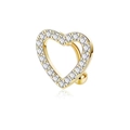 Golden belly button ring with heart-shaped design and pavé-set clear cubic zirconia - Gold Inverted Heart / Gold