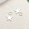 DIY silver star pendants with round loops for jewelry making and necklaces - Small Star / 8x11mm