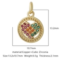 Golden round pendant with colorful zircon heart, copper and cubic zirconia DIY accessory - Multicolor Zirconia Style 17 / Gold