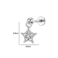 Exquisite silver-toned star labret stud with micro-pave cubic zirconia, 0.9cm x 0.6cm - Star (2635-8) / Silver