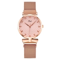 Rose gold women's watch with Milanaise mesh strap and numeric dial by Tadi - Pink