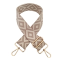 Detail of adjustable 5cm wide shoulder strap with beige and brown geometric patterns - Rice Pink Khaki