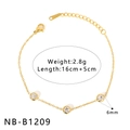 18K gold plated stainless steel bracelet with three 6mm clear zircons and lobster clasp - Gold Zirconia Style (NB-B1209)