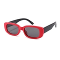 Polarized kids sunglasses featuring vintage red oval frames and black temples - Red Frame Black Temples-C40