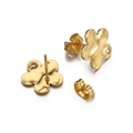 Pendientes de flor en acero inoxidable chapado en oro 18k con textura martillada y cierres - 10 unidades/Paquete / Dorado