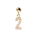 Sparkling S925 silver number 2 pendant necklace with micro-paved gold crystals - Gold Number 2 Pendant