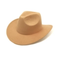 Vintage western cowboy hat in brown wool felt with curved brim and indented crown - M (56-58cm) / Camel