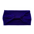Elastic purple cotton yoga headband featuring a wide knotted bow design for women - Sapphire Blue