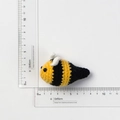 Handmade crochet bee keychain in yellow and black yarn, measuring 5cm length - Black and Yellow Crochet Bee