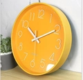 Modern 12 inch bright orange silent wall clock with white 3D numbers and quartz movement - Orange Yellow