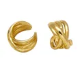 Gold double-layered crisscross ear cuff earrings with a minimalist spiral wrap design - Style B-Multi-layer Cross Spiral