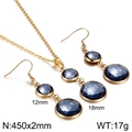 Goldschmuck-Set aus Edelstahl mit blauen Edelsteinen, inklusive Halskette und Ohrringen - Grau (KS217524-Z)