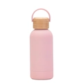 350ml double-wall insulated water bottle in matte pink with a natural bamboo lid - Light Pink