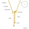 Detailed specs of gold plated stainless steel bow necklace with tassel chain measurements - Bowknot Tassel Necklace