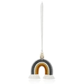Handwoven boho rainbow car charm with wooden beads in grey and orange cotton rope - Gray