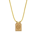 Gold rectangular heart tarot pendant necklace with a bright yellow woven cord - Yellow Necklace (Without Beads)
