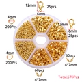 Detalle de 570 piezas de cierres de langosta dorados y anillas en caja organizadora - Juego de 570 Piezas Dorado (Anillas de 4mm)