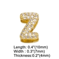 Detailed view of gold letter Z pendant with clear zircons and dimension markings - Letter Z