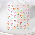 5D embossed nail art stickers with 3D colorful flowers, rabbits and hearts motifs - MO-19