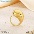 Anillo de gota bañado en oro 18K estilo francés con micro circonitas y ancho 17mm - US 6 / Con Circonitas Dorado