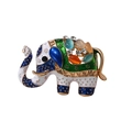 Vintage elephant brooch featuring colorful enamel and inlaid multi-color gemstones - Multicolor Blue