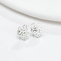Vintage silver hollow anatomical heart stud earrings with gothic laser cut design - Steel