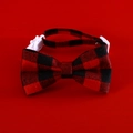 Classic red and black plaid pet collar with bowknot and white buckle for cats and dogs - S(17-32cm) / 23 Red Plaid Bowtie