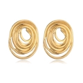 Macro detail of gold-plated stainless steel stud earrings with spiral geometric design - Multi-layer Spiral / Gold - Multi-layer Spiral