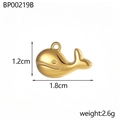 Detailed view of a golden whale pendant with dimensions 1.2cm by 1.8cm and 2.6g weight - Gold Realistic Whale (BP00219B)