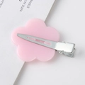 Detail view of the metal clip mechanism on the back of a pink flower hair accessory - 12# Pink Pearlescent Flower / 4.7cm