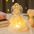 LED lighted crystal-style angel ornament with warm yellow glow and trumpet design - Large Trumpet Angel