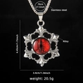 Catena in acciaio inossidabile argento con ciondolo occhio del diavolo rosso e specifiche - Malocchio Fiocco di Neve Rosso 3